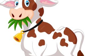 Корова ест траву рисунок