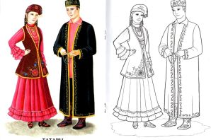 Татарский национальный костюм рисунок для детей
