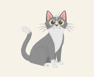 Серая кошка рисунок