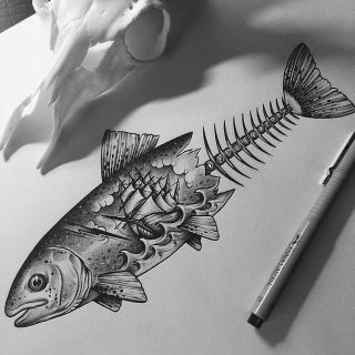 Голова рыбы рисунок