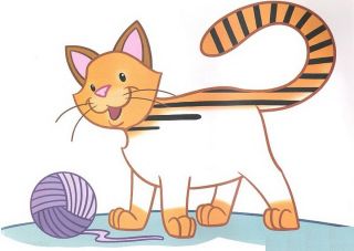 Рисунок котик с клубком