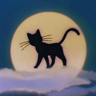 Кот на луне рисунок