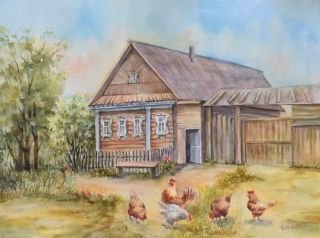 Деревня рисунок для детей