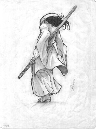 Рисунок карандашом катана