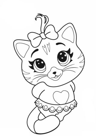 Котик миленький раскраска