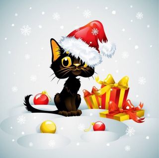 Новогодний котенок рисунок