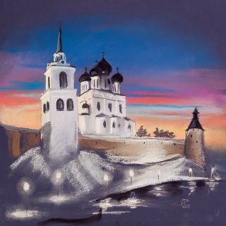 Псковский кремль рисунок