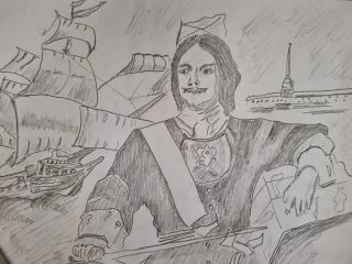 Петр первый рисунок