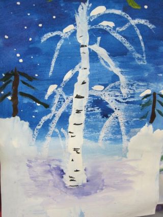 Береза зимой рисунок