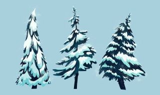 Елка в снегу рисунок