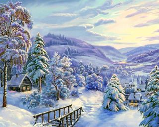 Пейзаж зимы рисунок