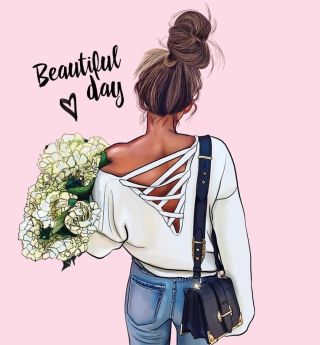 Девушка сзади рисунок