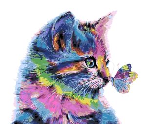 Кошка рисунок красками