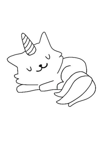 Раскраска котенок единорожка