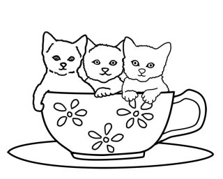 Кошка с котятами детский рисунок