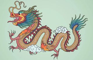 Китайский дракон рисунок цветной