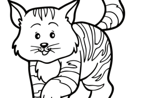 Полосатый кот раскраска