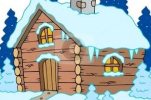 Рисунок зимний домик