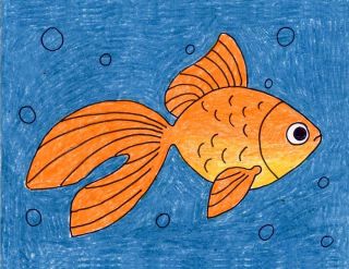Рисунок карандашом золотая рыбка