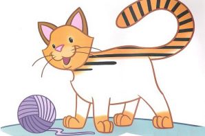 Рисунок котик с клубком