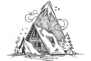 Дом в горах рисунок