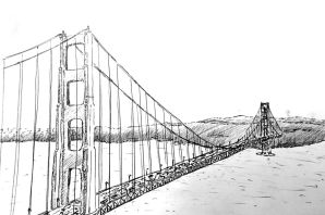 Мост золотые ворота рисунок