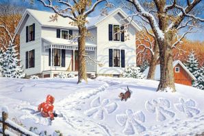 Домик в снегу рисунок