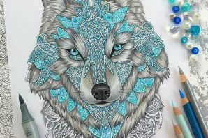 Рисунок волк цветной