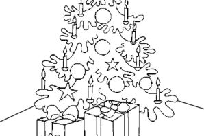Раскраска елка с подарками