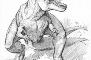 Рисунок карандашом тираннозавр