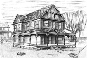 Нарисованный дом карандашом