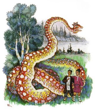 Иллюстрации голубая змейка бажов