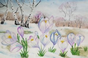 Ранняя весна рисунок красками