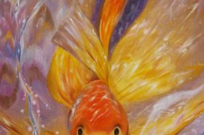 Детский рисунок золотая рыбка