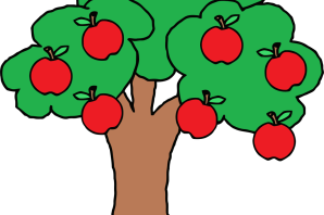 Рисунок яблони с яблоками