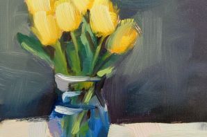 Рисунок тюльпаны в вазе