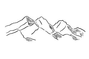 Черно белый рисунок горы