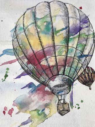 Воздушный шар с корзиной рисунок карандашом