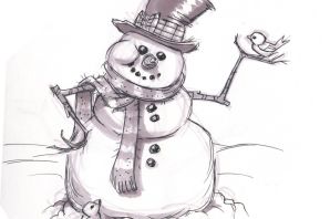 Снеговик простой рисунок