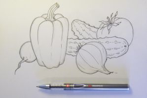 Рисунок натюрморт овощи