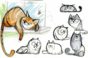 Сидящий кот рисунок