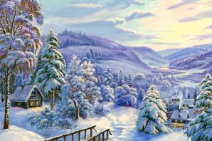 Пейзаж зимы рисунок