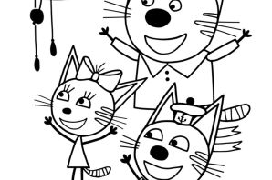 Три кота раскраска для детей