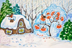 Детские рисунки на тему зима карандашом