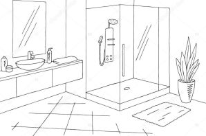 Ванная комната рисунок карандашом