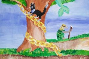 Рисунок у лукоморья дуб зеленый карандашом