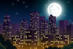 Рисунок город ночью