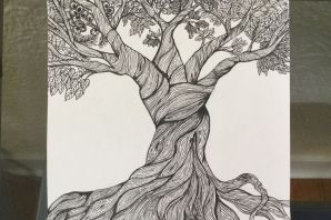 Красивое нарисованное дерево