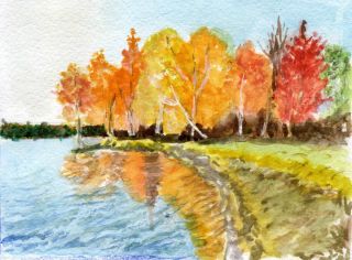 Осенний пейзаж рисунок пошагово