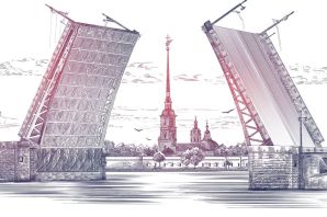 Раскраска разводные мосты петербурга